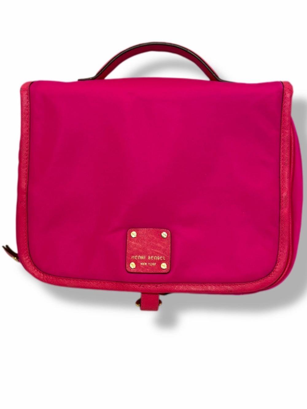 Henri Bendel Hot Pink Hanging Travel Cosmetic Toiletry Makeup Organizer Case